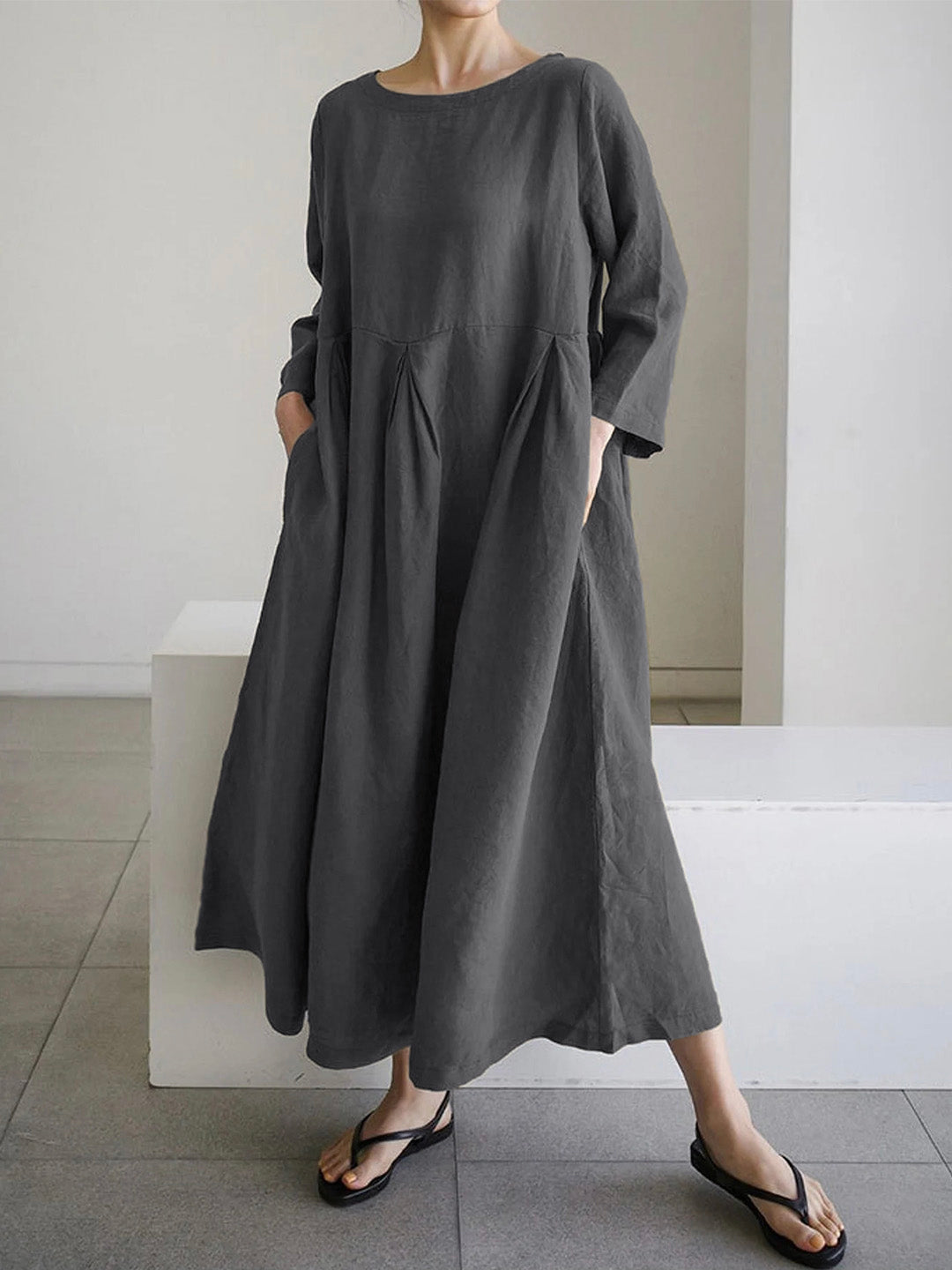 Robe ample en lin avec poches latérales