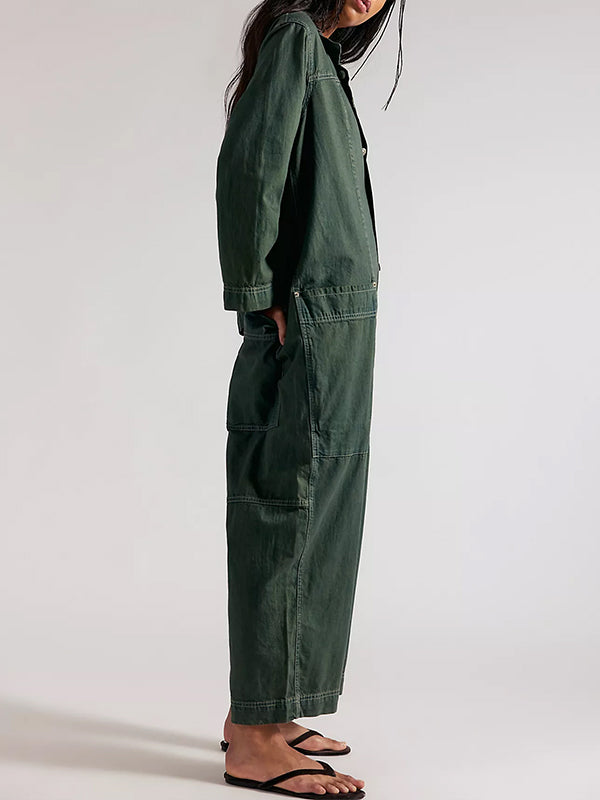 Combinaison-pantalon en jean à jambes larges pour femme
