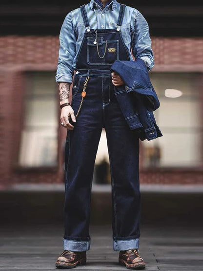 Unisex Vintage Indigo Denim Overalls